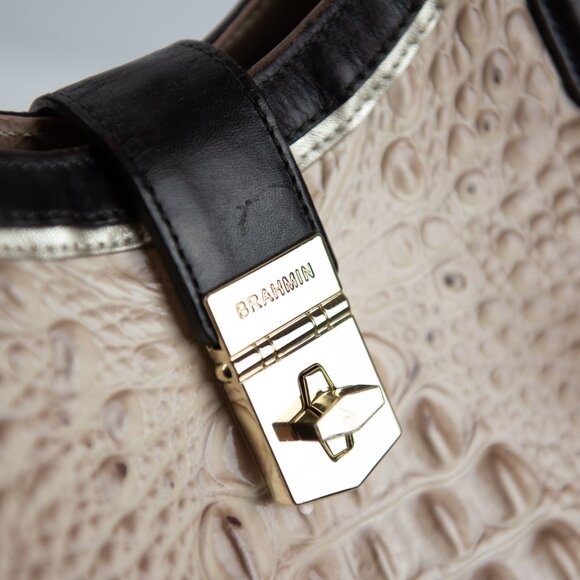 Brahmin Elisa Purse Leather Crocodile Embossed Hobo Bag Blossom Kendall Brown - Picture 5 of 14